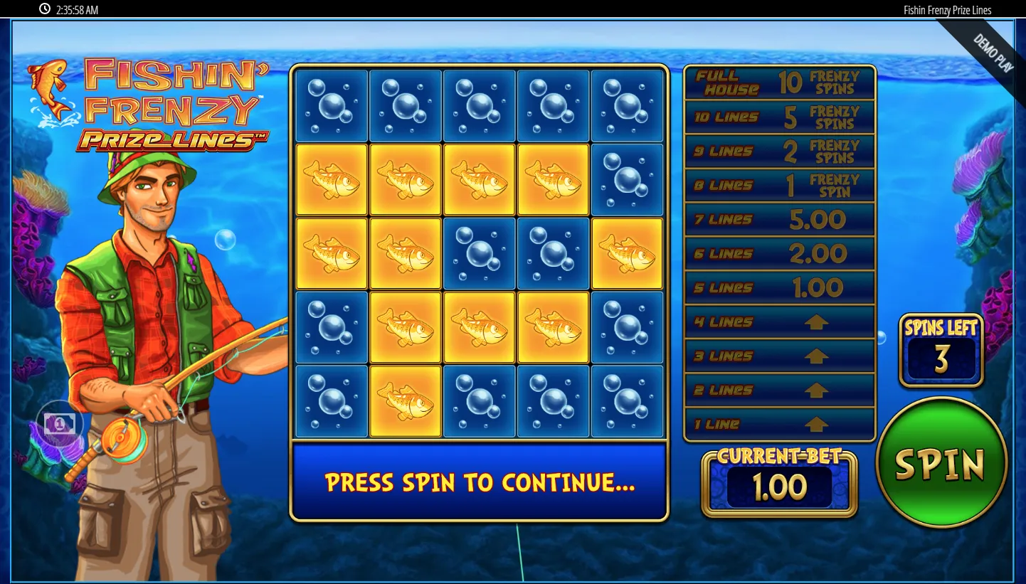 Fishin Frenzy Prize Lines Demo Play 