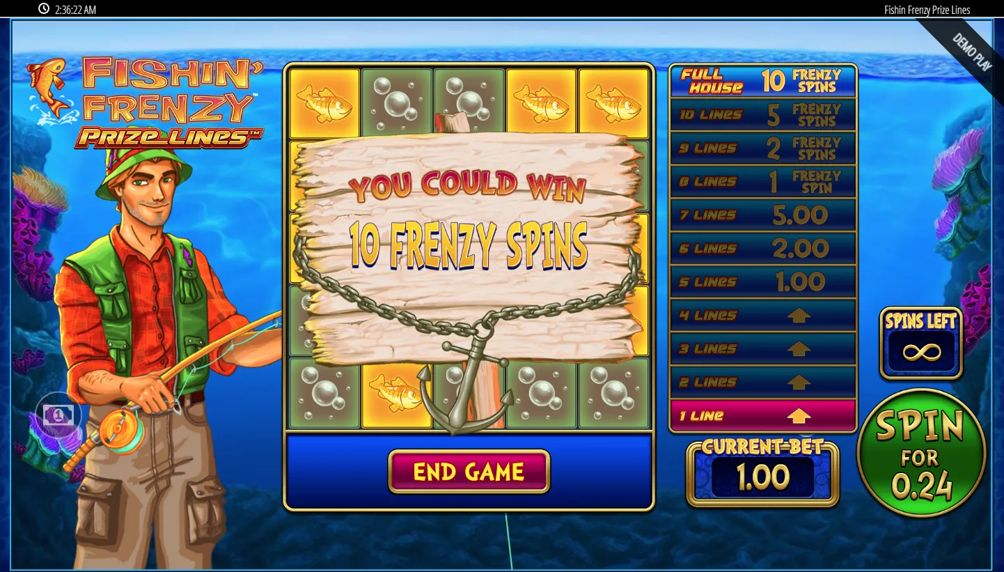 Fishin Frenzy Prize Lines screen 3