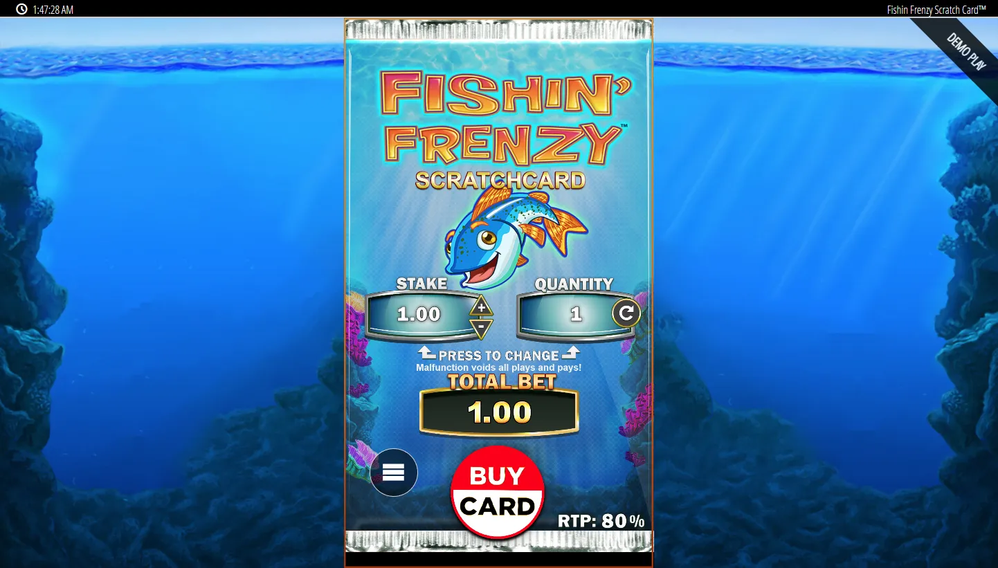 Fishin' Frenzy Scratchcard screen 2