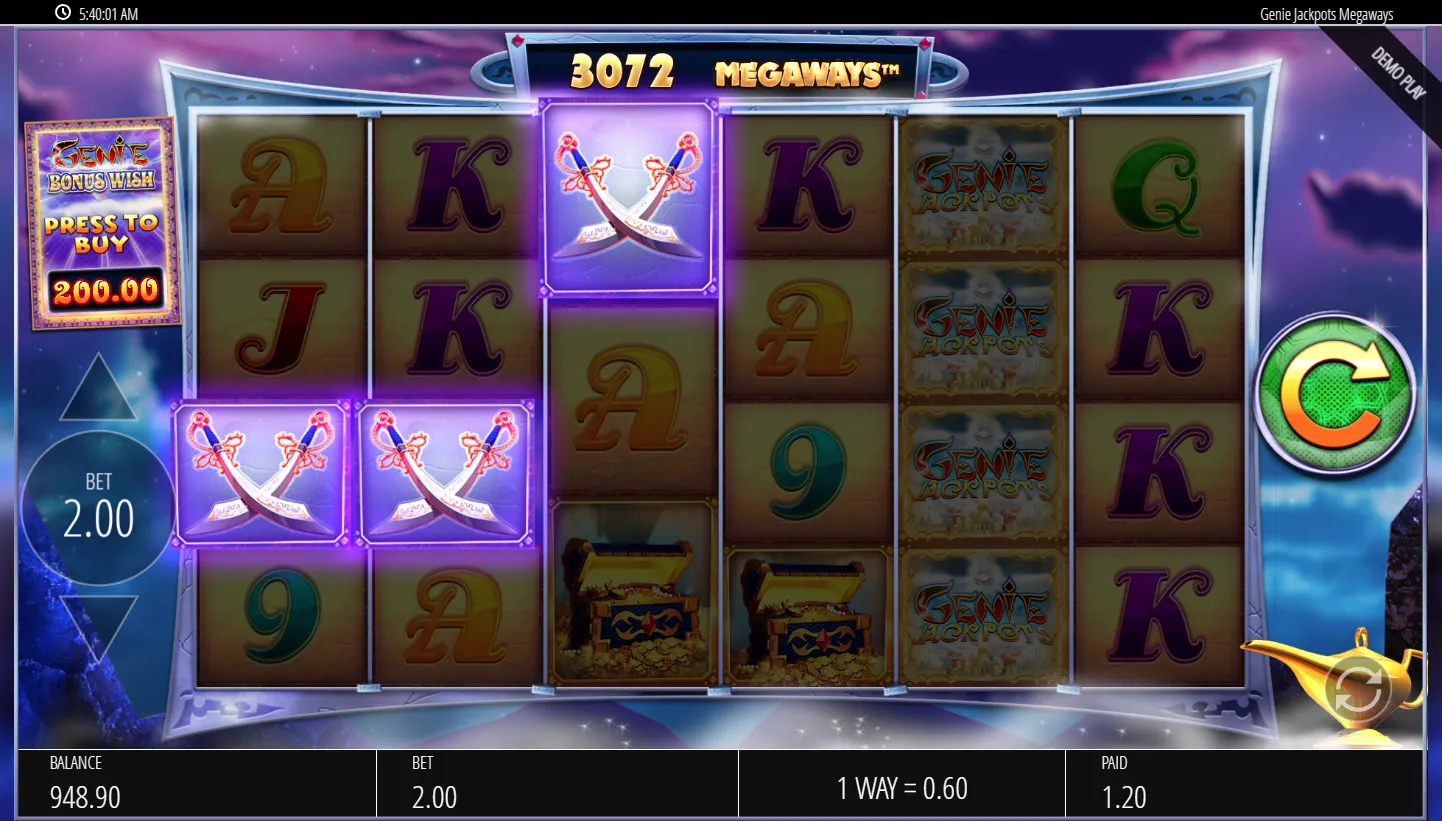 Genie Jackpots Megaways screen 2