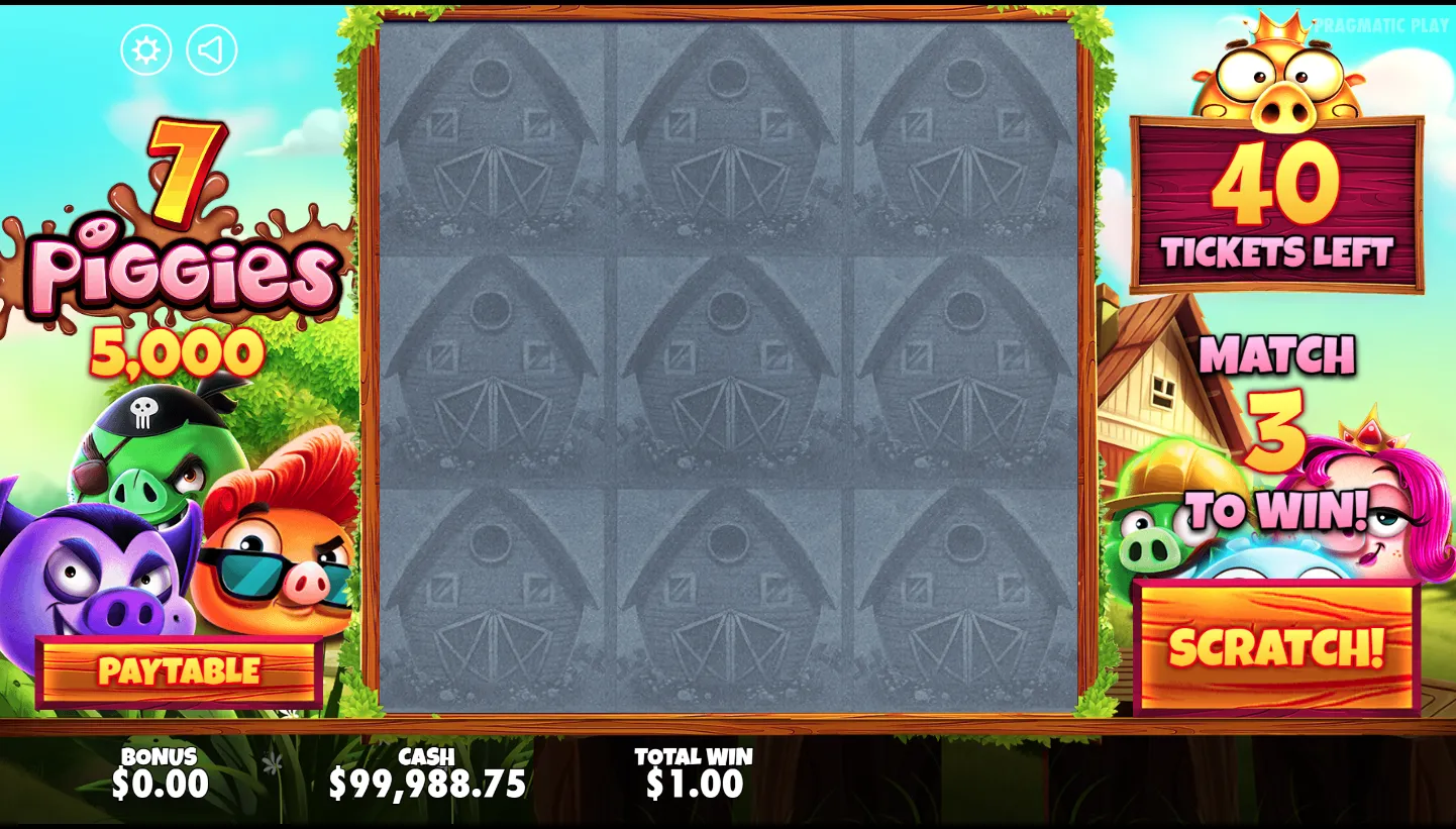 7 Piggies Scratchcard screen 4