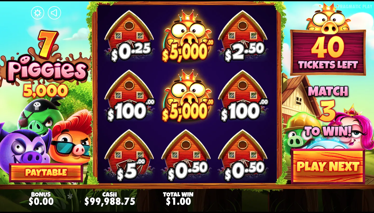 7 Piggies Scratchcard screen 5