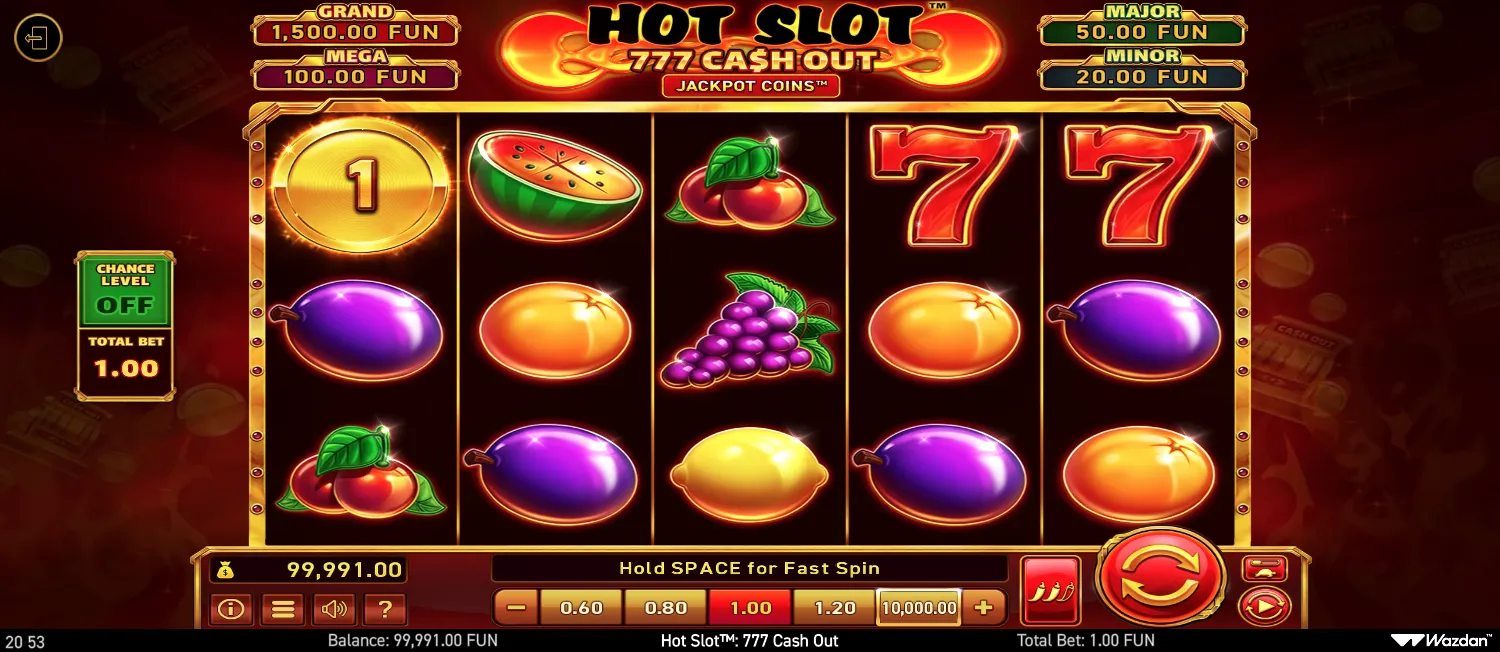 Hot Slot: 777 Cash Out screen 2